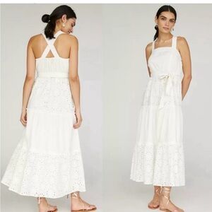 Anthropologie Porridge Cream Eyelet Maxi Dress